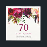 Pink & Burgundy Boho Floral 70th Birthday Party Napkin<br><div class="desc">Pink & Burgundy Boho Floral 70th Birthday Party Napkin

See our store for matching invitation,  Envelope and napkins
Also matching coffee mugs</div>