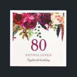 Pink & Burgundy Boho Floral 80th Birthday Party Napkin<br><div class="desc">Pink & Burgundy Boho Floral 80th Birthday Party Napkin

See our store for matching invitation,  Envelope and napkins
Also matching coffee mugs</div>