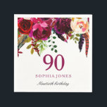 Pink & Burgundy Boho Floral 90th Birthday Party Napkin<br><div class="desc">Pink & Burgundy Boho Floral 90th Birthday Party Napkin

See our store for matching invitation,  Envelope and napkins
Also matching coffee mugs</div>