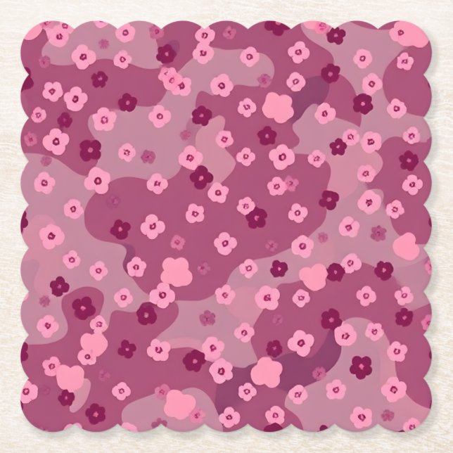 Pink Burgundy Camo Coaster Set (Front)