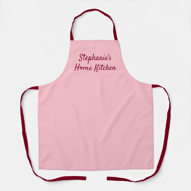 Pink & burgundy customized kitchen apron (Front)