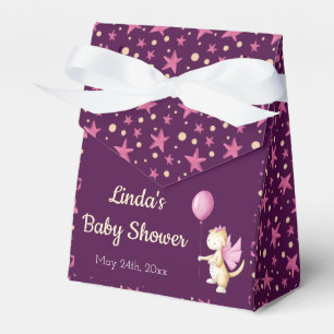 Pink Burgundy Cute Dragon Girl Baby Shower Favor Box