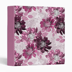 Pink, burgundy flowers on dusty pink binder