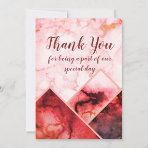 Pink, Burgundy Marble Colour Block Mountains Thank You Card