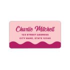 Pink burgundy retro wavy border return address