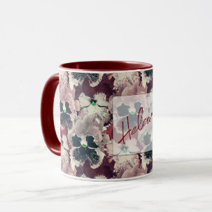 Pink, burgundy watercolor flowers  mug