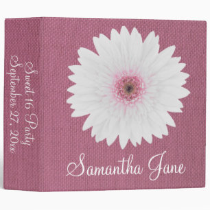 Pink Burlap and Daisy Personalized Memory Binder