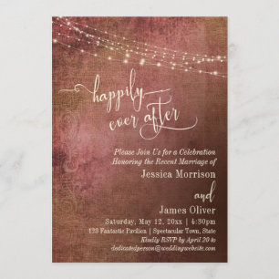 Pink & Burlap Vintage Happily Ever After Reception Invitation
