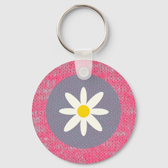 Pink Burn Out Pattern Peace Love Destiny Art Keychain (Front)