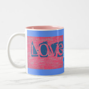 Pink Burn Out Pattern Peace Love Destiny Art Two-Tone Coffee Mug