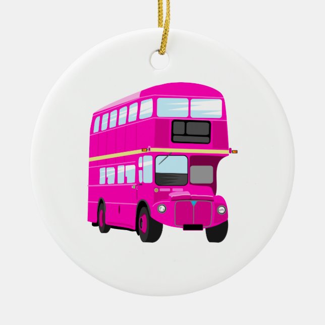 Pink Bus Ceramic Ornament (Front)