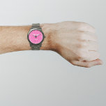 Pink Business Brand on Men's Watch<br><div class="desc">Your business logo on pink background on men's watch. Accessory that you can include in your promotional products, giveaway items or gifts to your customers or clients to advertise your business or to promote your brand. Customizable watch that you can put your business logo to build brand name awareness. Please...</div>