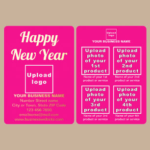 Pink Business Brand on New Year Foil Holiday Card