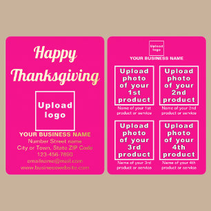 Pink Business Brand on Thanksgiving Foil Holiday Card