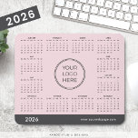 Pink Business Logo 2026 Calendar Mouse Pad<br><div class="desc">Our simple 2026 Monthly Calendar with your Business Logo Mouse Pad in a modern blush pink and grey combination makes a useful promotional item for your business. Great option for Christmas or New Year´s corporate gifts. Personalize and order your calendar mouse pads online. No minimum amount is required. Upload Logo...</div>