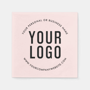 Pink Business Logo Company Event Promotional Napkin