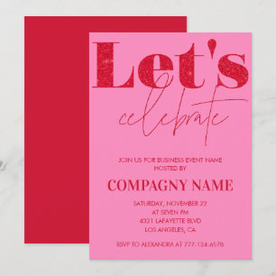 Pink Business party invite Let's celebrate