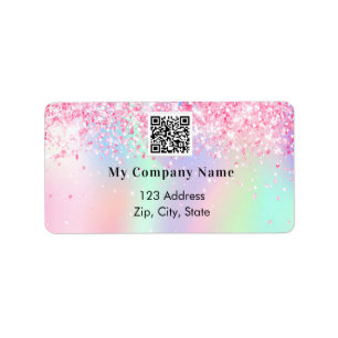 Pink business qr code return address label