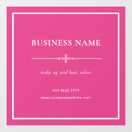 Pink Business Salon Name White Frame Window Cling