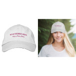 Pink Business Text Embroidered on Cap<br><div class="desc">Cap that you can customize by typing your business name, city or town and state. The text will be embroidered on the cap. Thread colour is pink. You can include it in your promotional products, giveaway items or gifts to your customers or clients, a marketing strategy to advertise your business...</div>