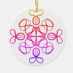 Pink Busy Bee Doodle Mandala #18  Ceramic Ornament