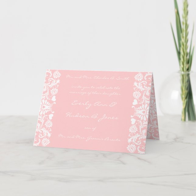 Pink but you choose Any Colour Victorian Damask Invitation (Front)