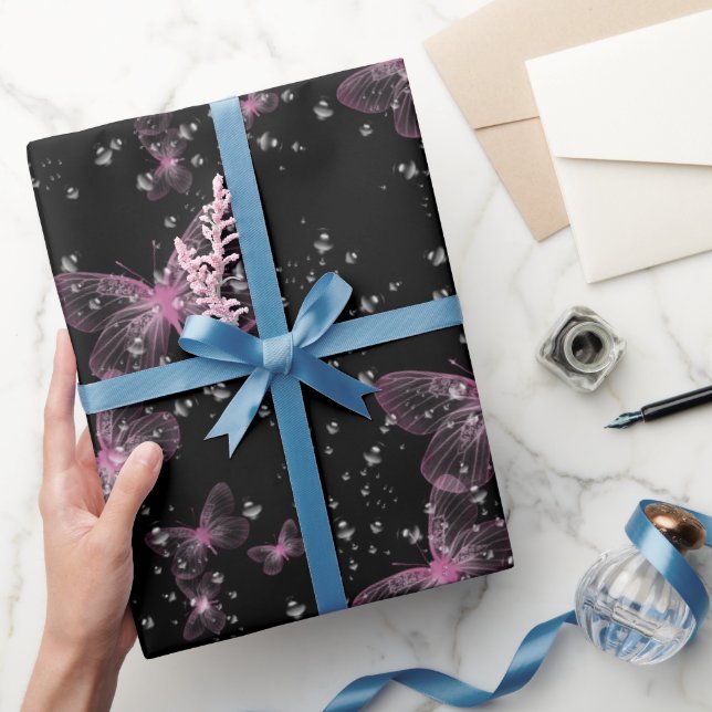 Pink Butterflies and Bubbles Wrapping Paper (Gifting)