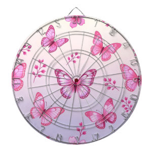 Pink butterflies and flowers pattern dartboard