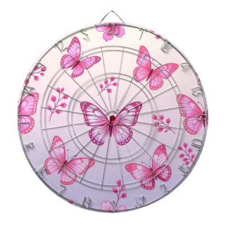Pink butterflies and flowers pattern dartboard