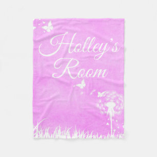 Pink Butterflies and Hearts Personalized Fleece Blanket