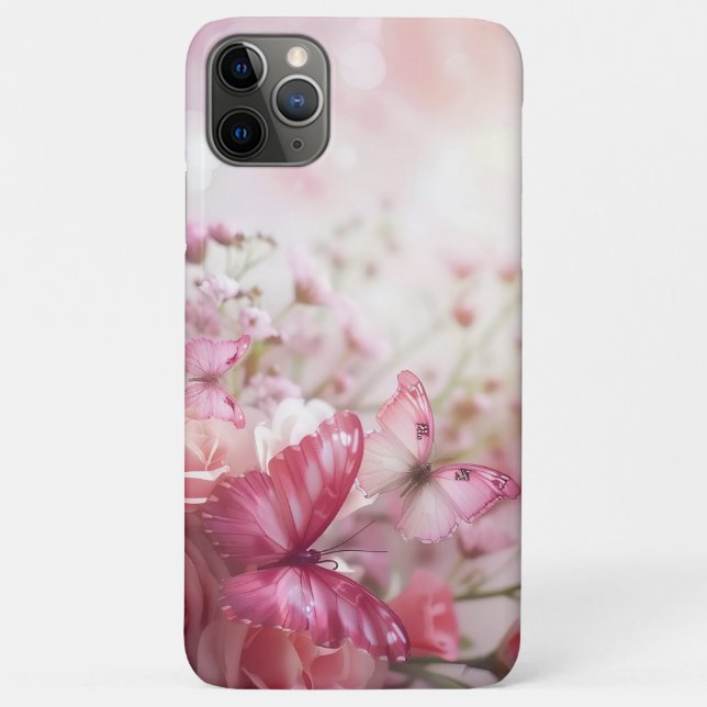 Pink butterflies and roses Phone Case (Back)