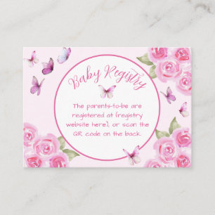 Pink Butterflies Baby Registry Enclosure Card