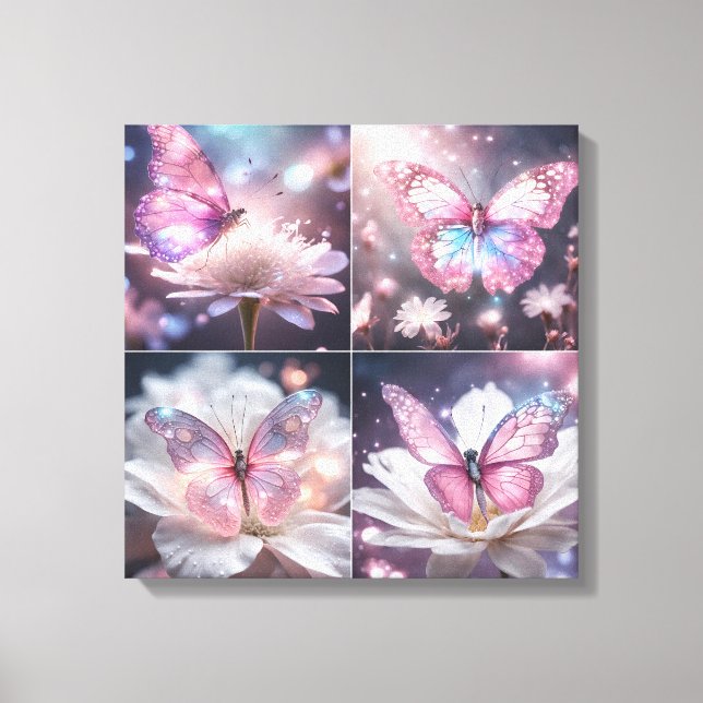 Pink butterflies canvas print (Front)