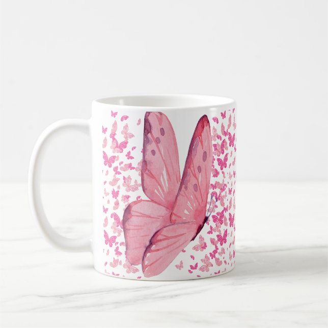 Pink Butterflies  Coffee Mug (Left)