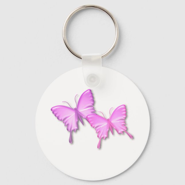 Pink Butterflies Design Keychain (Front)