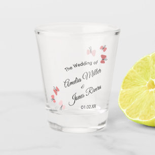 Pink Butterflies Garden Romantic Simple Wedding    Shot Glass