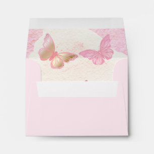Pink Butterflies Girl Baby Shower A2  Envelope