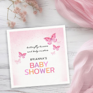 Pink Butterflies Girly Baby Shower Napkin