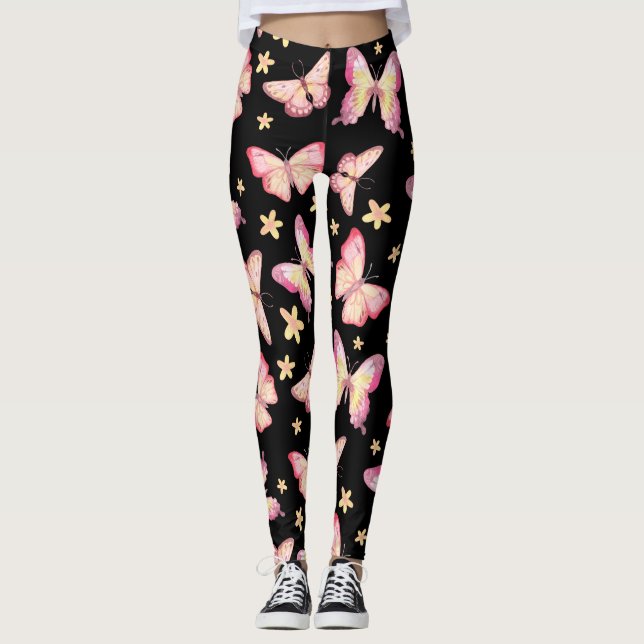 Pink Butterflies  Leggings (Front)