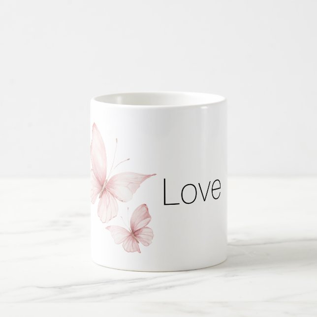Pink Butterflies Love Coffee Mug (Center)