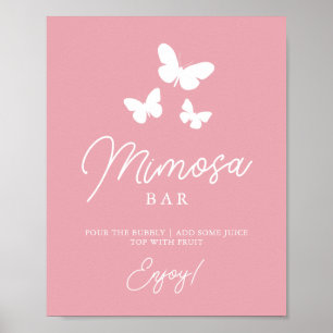 Pink Butterflies Mimosa Bar Bridal Shower Sign