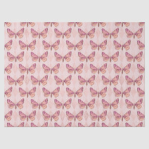 Pink Butterflies on Chequered Decoupage Tissue Paper