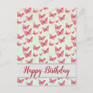 pink butterflies postcard