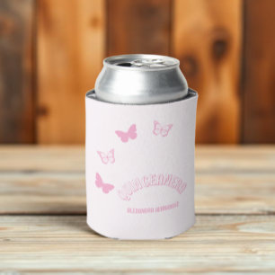 Pink Butterflies Quinceanera Can Cooler