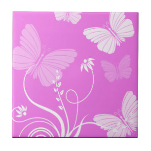 Pink butterflies Tile