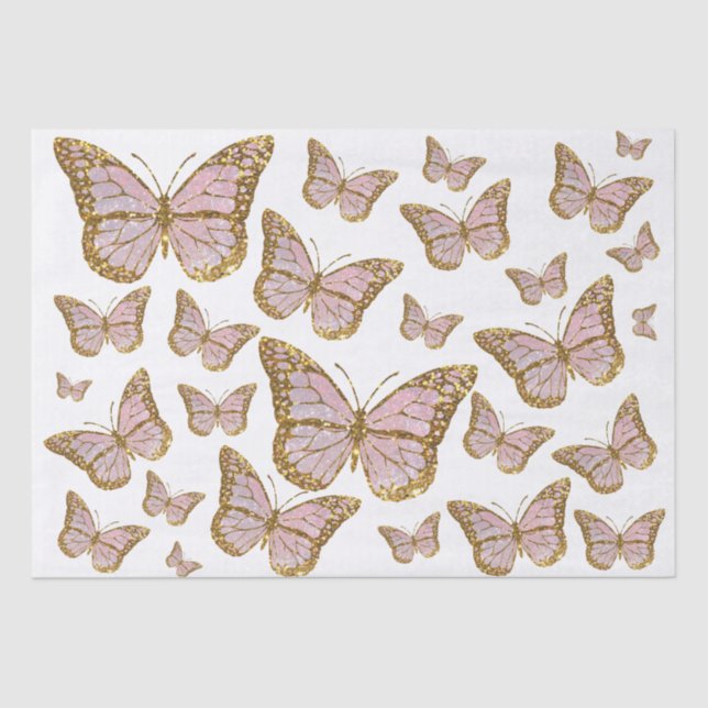 pink butterflies tissue paper (Front)
