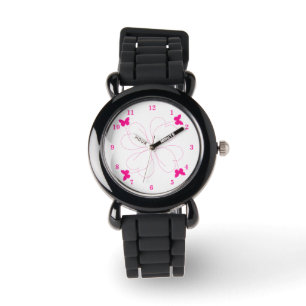 Pink Butterflies Watch - Heart