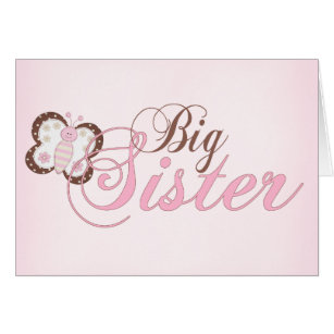 Pink Butterfly 2 Big Sister Blank Card