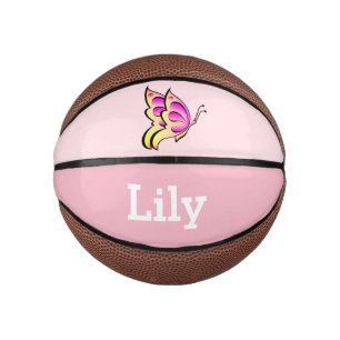 pink  butterfly - add name mini basketball