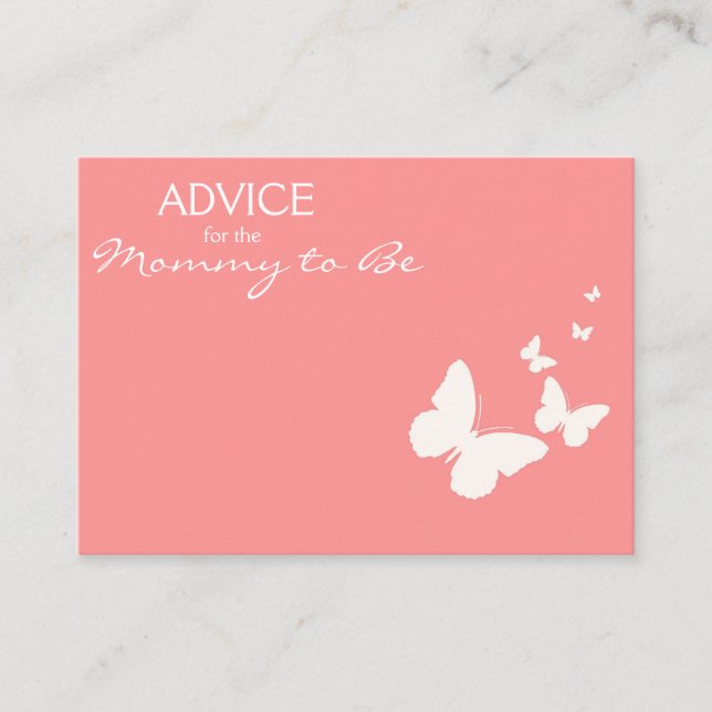 Pink Butterfly Advice for the Mommy to Be Cards (Front)